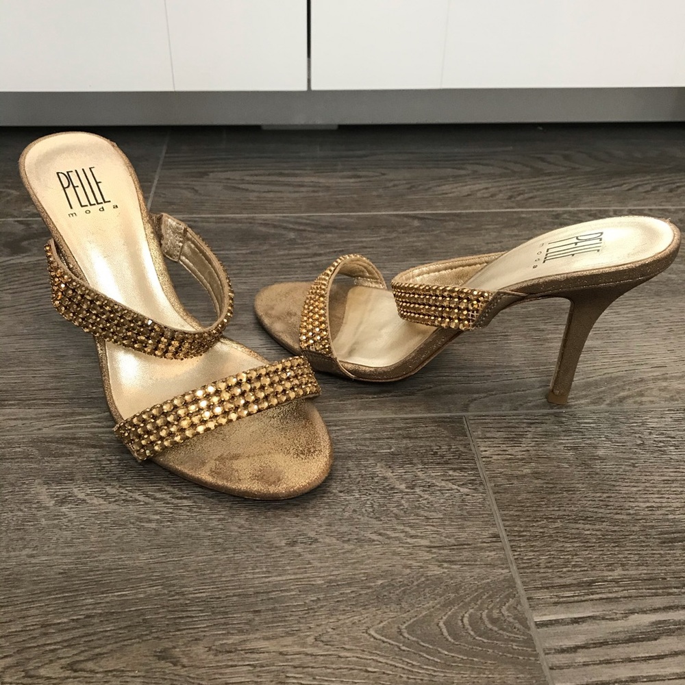 Pella Moda Swarovski Dress Sandal Heel Gold